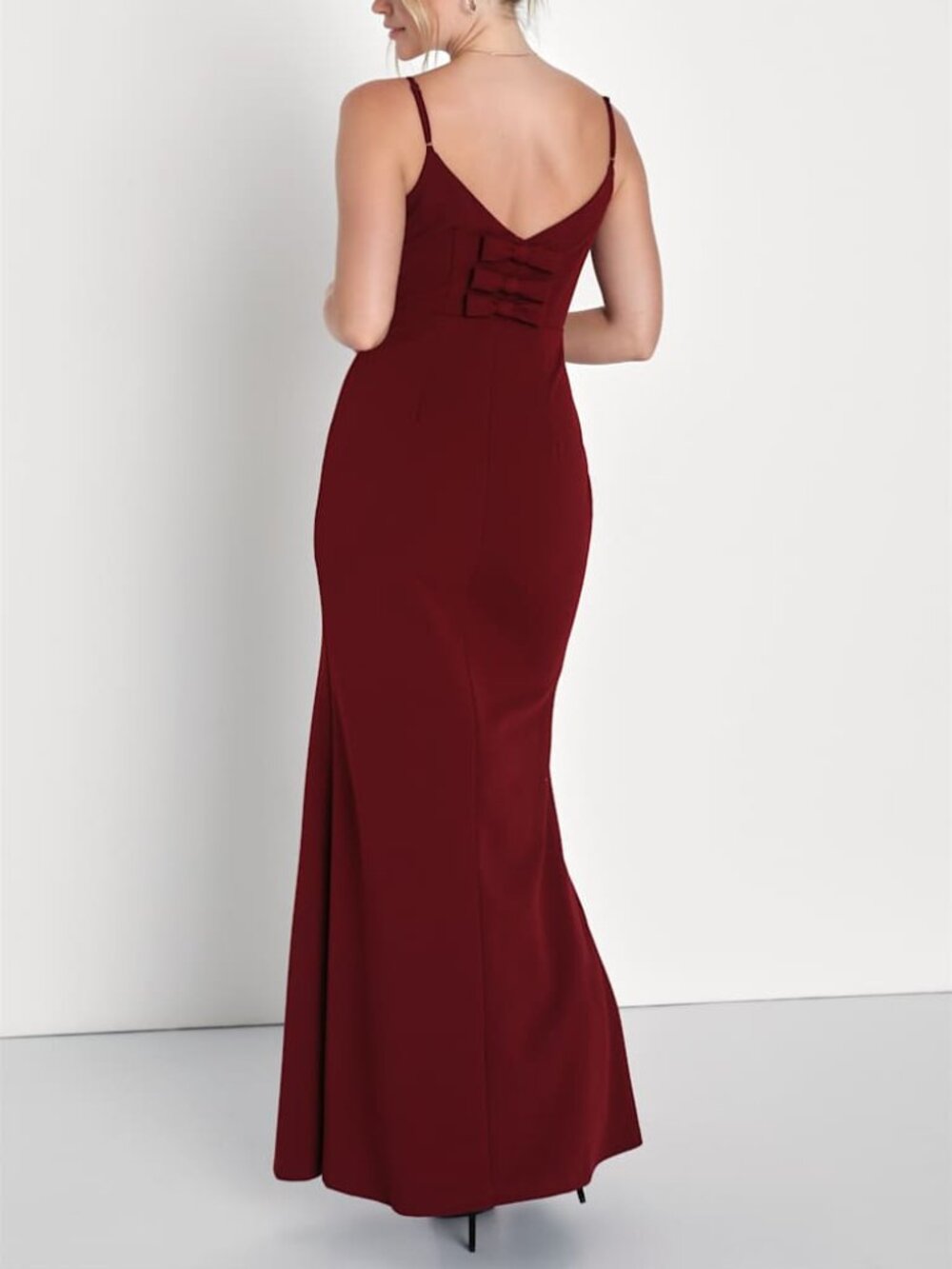 Lulus Eloquent Ease Burgundy Sleeveless Mermaid Maxi Dress Prom Party Size M